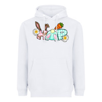 White Hop bunny Easter Day Heavyweight Hoodie - CowGirlArtShop