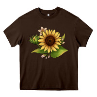 Chocolate Brown sunflower Heavy Core Tee - JahusDesignShop