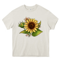Cream sunflower Heavy Core Tee - JahusDesignShop
