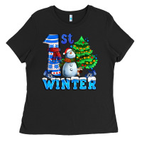 Black first winter with snowman Ladies Tee - AdoDesignShop