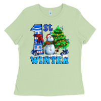 Matcha first winter with snowman Ladies Tee - AdoDesignShop