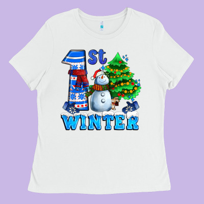 First Winter With Snowman Ladies Tee Designed By Adodesignshop