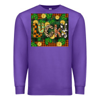 Purple st patricks day lucky clover and coins Premium Sweatshirt - CowGirlArtShop