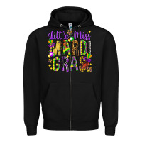 Black little miss mardi gras hjf Zipper Hoodie - HowdyJamesFarm