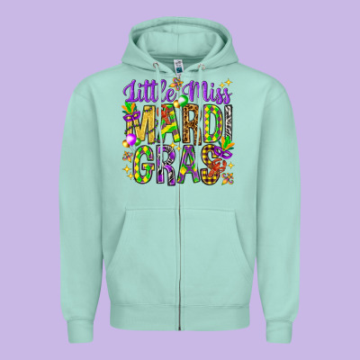 Little Miss Mardi Gras Hjf Zipper Hoodie Designed By Howdyjamesfarm