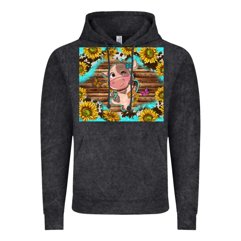 Western Cute Cow With Sunflower Vintage Hoodie by NancyCooperArtShop | Teevron