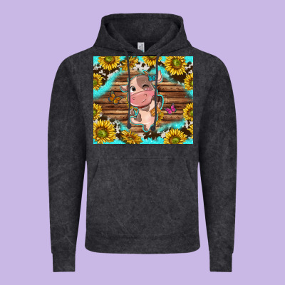 Western Cute Cow With Sunflower Vintage Hoodie Designed By Nancycooperartshop