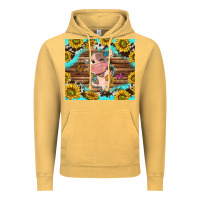 Vintage Mustard western cute cow with sunflower Vintage Hoodie - NancyCooperArtShop