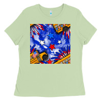 Matcha 4th of july school bus seamless pattern Ladies Tee - BundleAndBundleShop