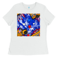 White 4th of july school bus seamless pattern Ladies Tee - BundleAndBundleShop