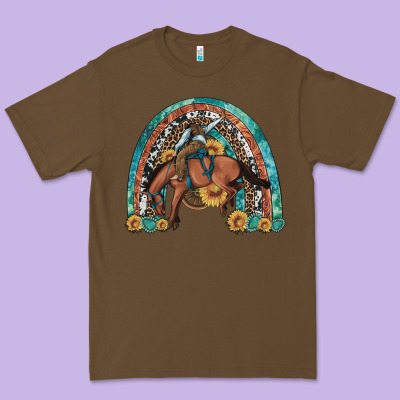 Bucking Bronco Rodeo Rainbow Premium Tee Designed By Artiststas