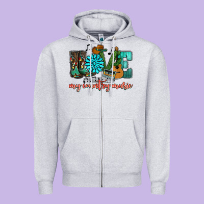 Western Love My Country Music Zipper Hoodie Designed By Howdyjamesfarm
