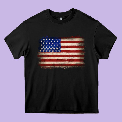 American Flag Heavy Core Tee Designed By Jahusdesignshop