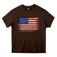 Chocolate Brown American flag Heavy Core Tee - JahusDesignShop
