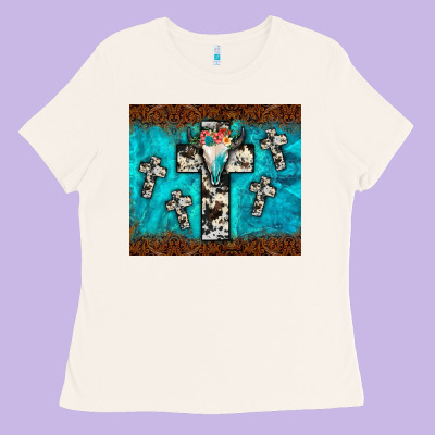 Bull Skull Cross Tumbler Ladies Tee Designed By Jahusdesignshop