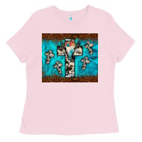 Bubblegum Pink bull skull cross tumbler Ladies Tee - JahusDesignShop