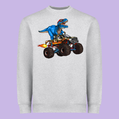 Monster Truck And  T Rex Dinosaur Heavyweight Sweatshirt Designed By Artiststas