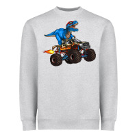 Heather Grey monster truck and  t rex dinosaur Heavyweight Sweatshirt - Artiststas