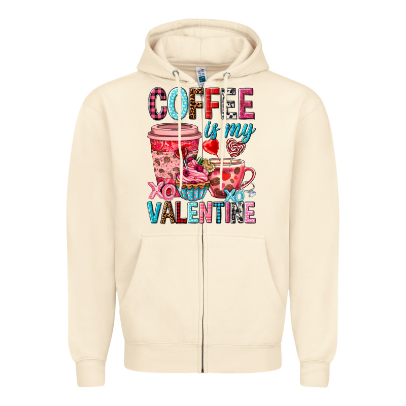 Coffee Is My Valentine Valentine's Day Zipper Hoodie by HowdyJamesFarm | Teevron