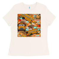 Bone fall school bus seamless pattern Ladies Tee - BundleAndBundleShop