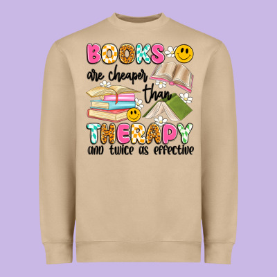 Books Are Cheaper Than Therapy And Twice As Effective Heavyweight Sweatshirt Designed By Artiststas