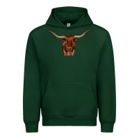 Forest Green texas longhorn illustration Urban Hoodie - CowhideDigitalArt
