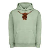 Pigment Oil Green texas longhorn illustration Urban Hoodie - CowhideDigitalArt