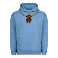 Pigment Pebble Blue texas longhorn illustration Urban Hoodie - CowhideDigitalArt