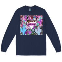 Navy mama cowboy western animal pattern neon Long Sleeve Tee - LillyAllenDesigns