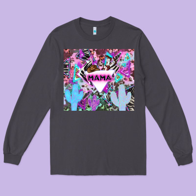 Mama Cowboy Western Animal Pattern Neon Long Sleeve Tee Designed By Lillyallendesigns