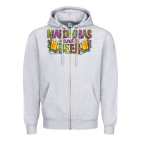 Heather Grey mardi gras and beer hjf Zipper Hoodie - HowdyJamesFarm