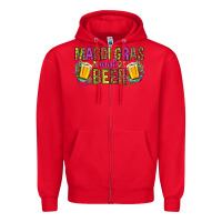 Red mardi gras and beer hjf Zipper Hoodie - HowdyJamesFarm