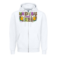White mardi gras and beer hjf Zipper Hoodie - HowdyJamesFarm