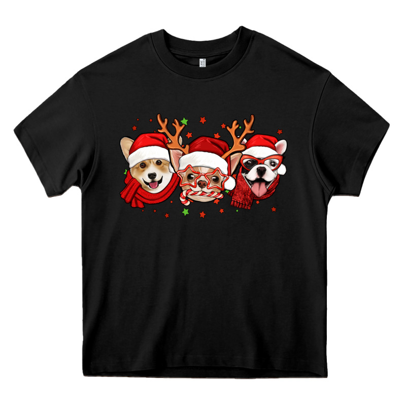 Christmas Dogs Corgi Chihuahua Frenchie Heavy Core Tee by Jasminsmagicworld | Teevron