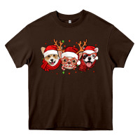 Chocolate Brown christmas dogs corgi chihuahua frenchie Heavy Core Tee - Jasminsmagicworld