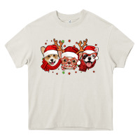 Cream christmas dogs corgi chihuahua frenchie Heavy Core Tee - Jasminsmagicworld