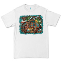 White bucking bronco cowboy rodeo cactus and sunflowers Premium Tee - Artiststas