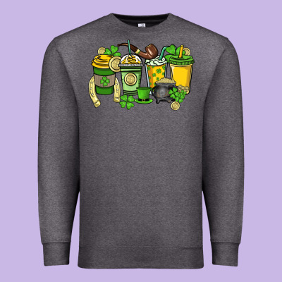 St. Patrick's Day Coffee Cups Premium Sweatshirt Designed By Howdyjamesfarm