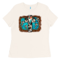 Bull Skull Cross Backgraund Ladies Tee | Teevron