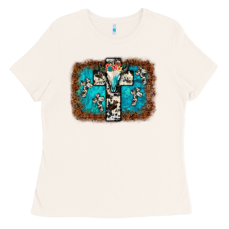 Bull Skull Cross Backgraund Ladies Tee by JahusDesignShop | Teevron