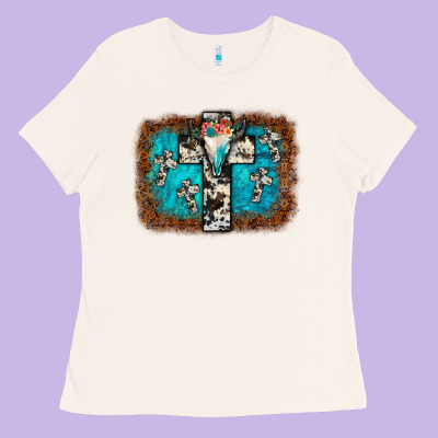 Bull Skull Cross Backgraund Ladies Tee Designed By Jahusdesignshop