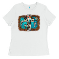 White bull skull cross backgraund Ladies Tee - JahusDesignShop