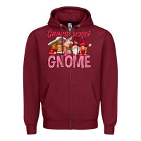 Burgundy Gnome sweet gnome Valentine's Day Zipper Hoodie - HowdyJamesFarm