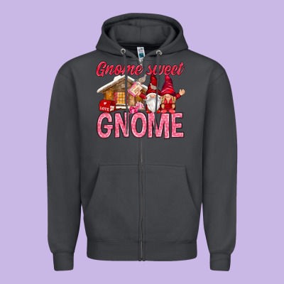 Gnome Sweet Gnome Valentine's Day Zipper Hoodie Designed By Howdyjamesfarm