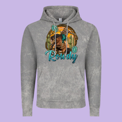 Western Rowdy Vintage Hoodie Designed By Nancycooperartshop