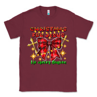 Burgundy festive christmas message with crosses Classic Tee - CowhideDigitalArt