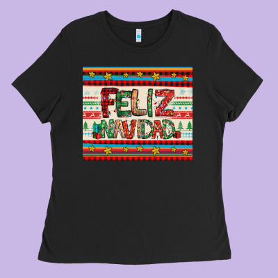 Feliz Navidad Spanish Christmas Ladies Tee Designed By Jasminsmagicworld
