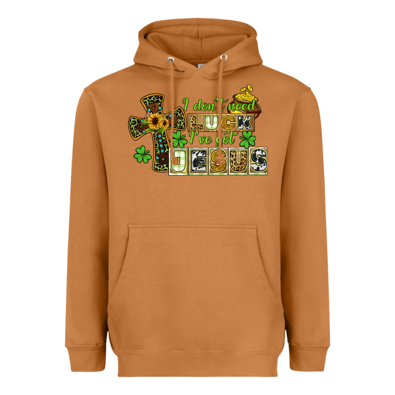 I Dont Need Luck Ive Got Jesus Heavyweight Hoodie by CowGirlArtShop | Teevron