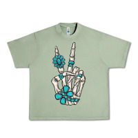 Oil Green turquoise gemstone skeleton hand Urban Heavy Tee - MaliasSmallBusiness