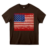 Chocolate Brown american flag tumbler Heavy Core Tee - JahusDesignShop